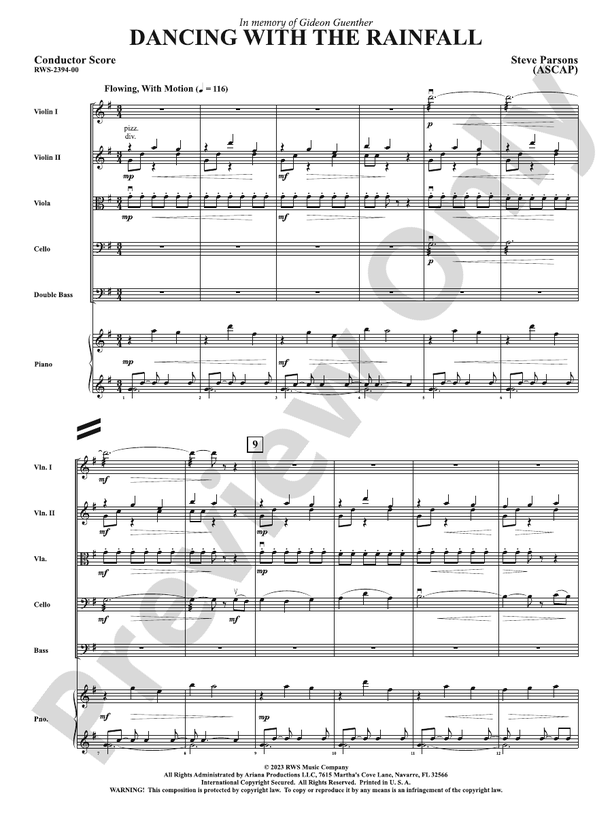 Dancing with the Rainfall - String Orchestra Conductor Score & Parts (Digital Download)