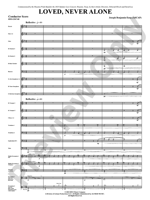 Loved, Never Alone - Concert Band Conductor Score & Parts(Digital Download)