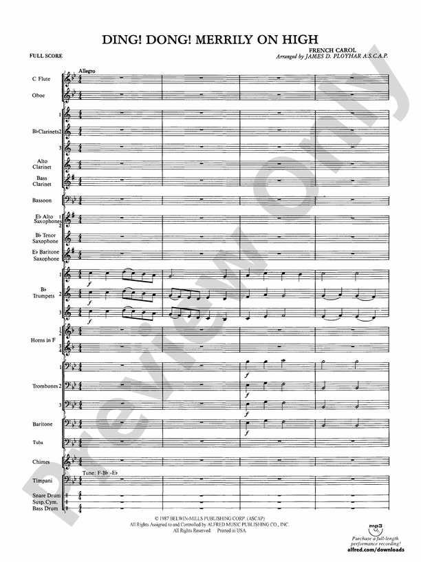 Ding! Dong! Merrily on High - Concert Band Conductor Score & Parts (Digital Download)