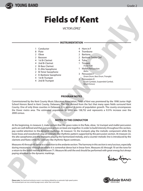 Fields of Kent - Concert Band Conductor Score & Parts (Digital Download)