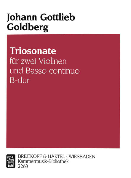 Goldberg - Trio Sonata in BbMaj - 2 Violins/Basso Continuo Breitkopf KM2263