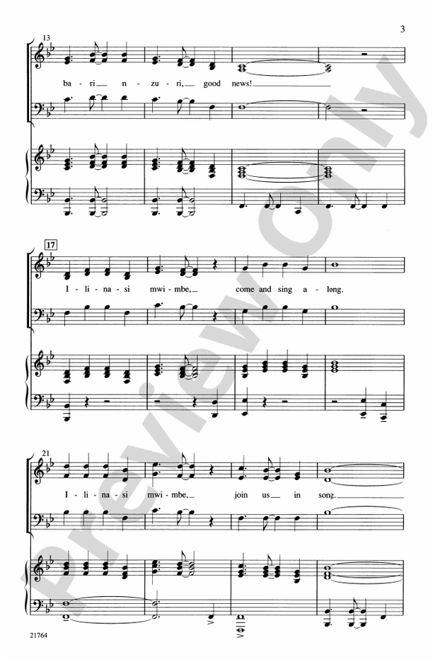 Habari Nzuri (Good News-Swahili) – 3-Part Choral Octavo (Digital Download)