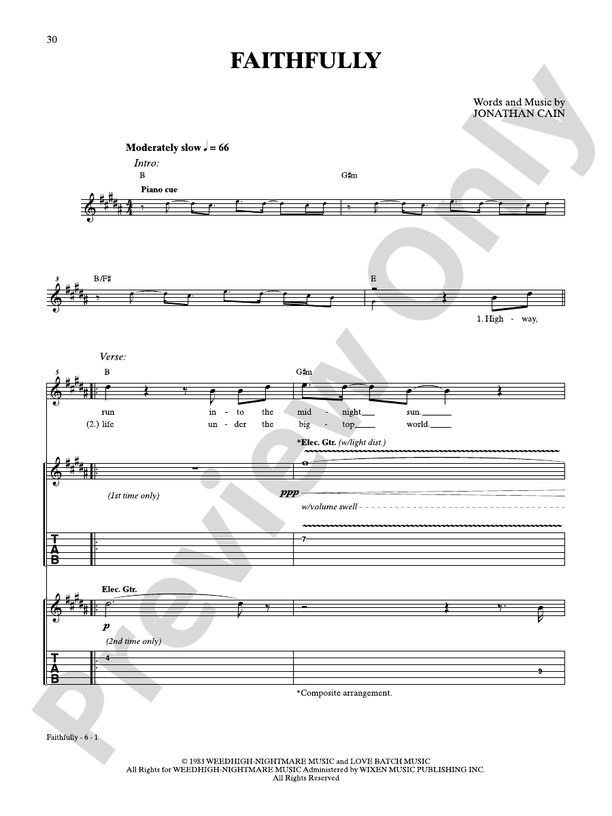 Faithfully - Guitar TAB (Digital Download)