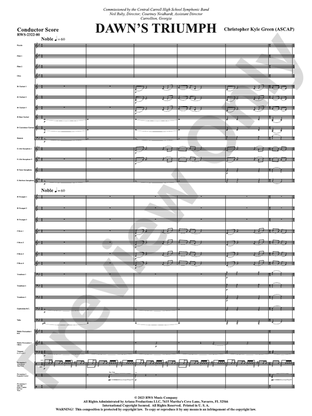 Dawn's Triumph - Concert Band Conductor Score & Parts (Digital Download)