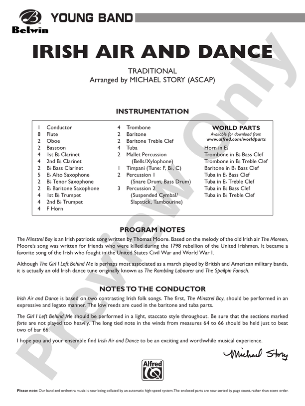 Irish Air and Dance - Concert Band Conductor Score & Parts (Digital Download)