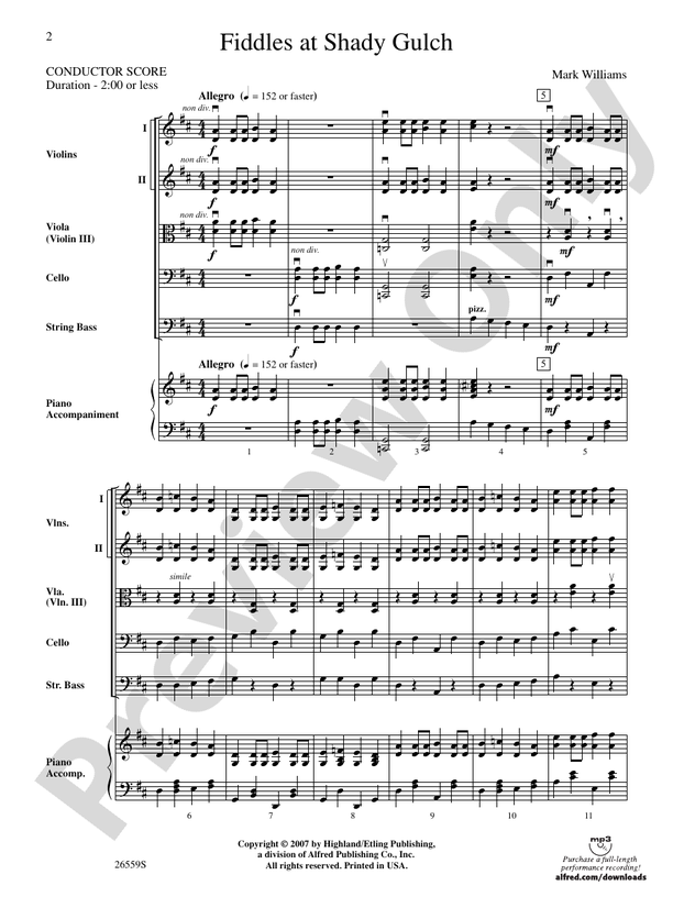 Fiddles at Shady Gulch – String Orchestra Conductor Score & Parts (Digital Download)