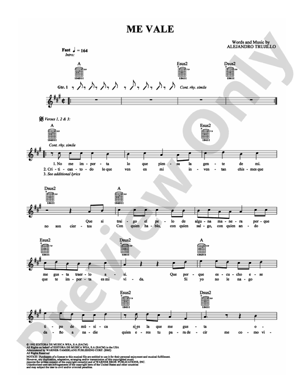 Me Vale - Guitar TAB (Digital Download)