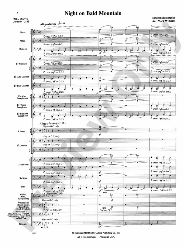 Night on Bald Mountain (Arr. Mark Williams) - Concert Band Conductor Score & Parts (Digital Download)
