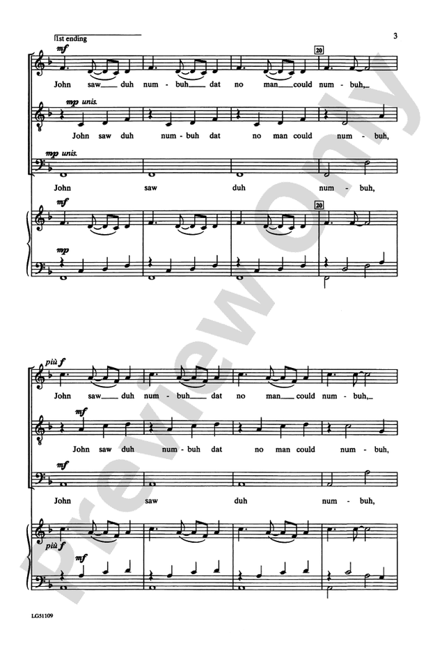 John Saw duh Numbuh – SATB Choral Octavo (Digital Download)