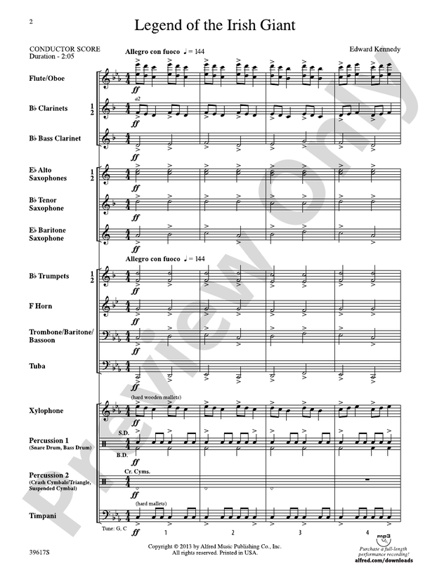 Legend of the Irish Giant - Concert Band Conductor Score & Parts (Digital Download)