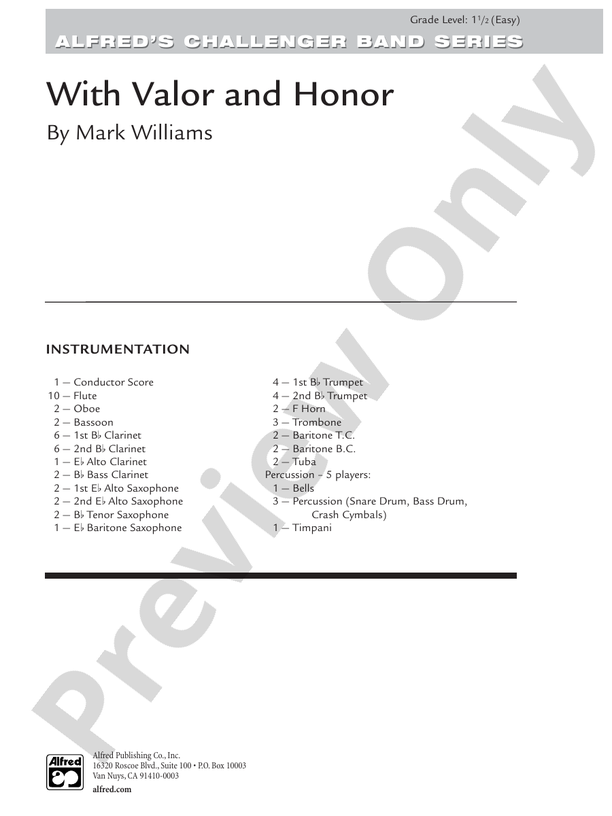 With Valor and Honor - Concert Band Conductor Score & Parts (Digital Download)