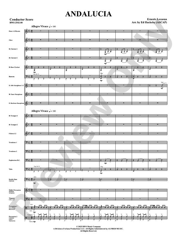Andalucia - Concert Band Conductor Score & Parts(Digital Download)