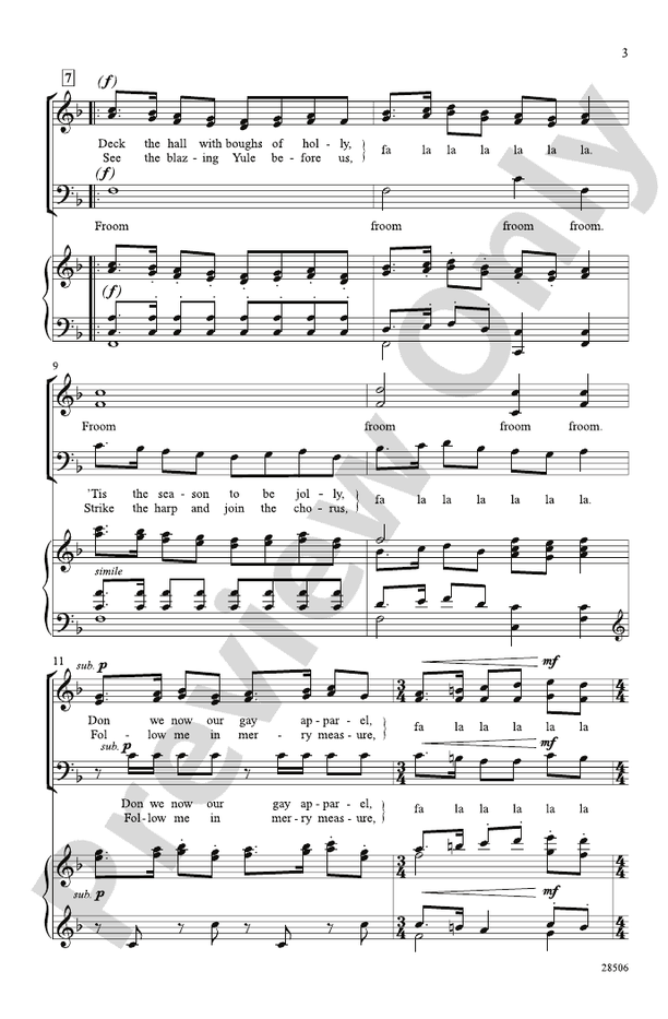 Deck the Hall - Arr. John Leavitt – 3-Part Mixed Choral Octavo (Digital Download)