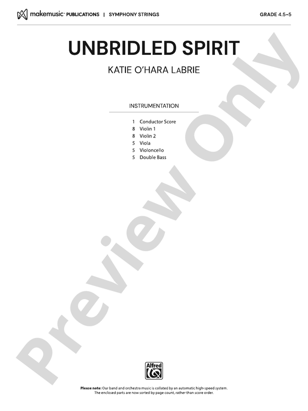 Unbridled Spirit – String Orchestra Conductor Score & Parts (Digital Download)
