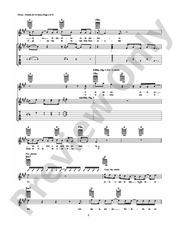 Perdido En Un Barco - Guitar TAB (Digital Download)