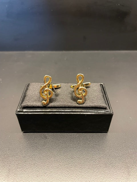 Gold Treble Clef Cufflinks.