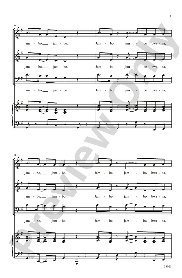 Jambo Bwana – 3-Part Mixed Choral Octavo (Digital Download)