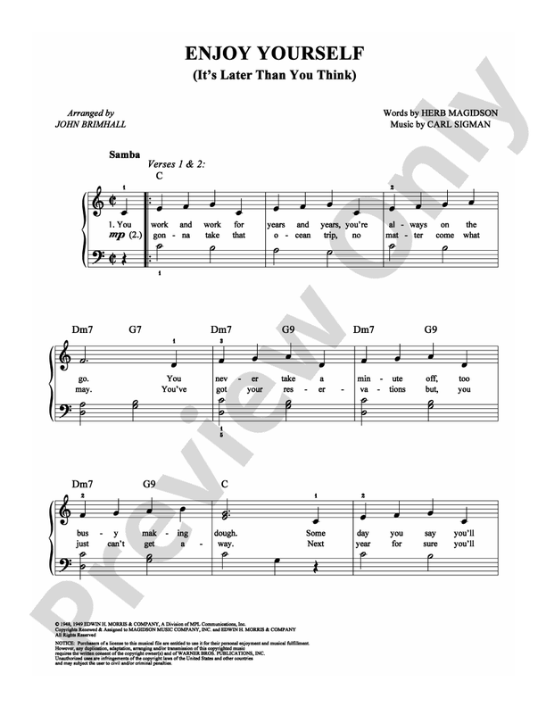 Enjoy Yourself - Arr. John Brimhall - Easy Piano (Digital Download)