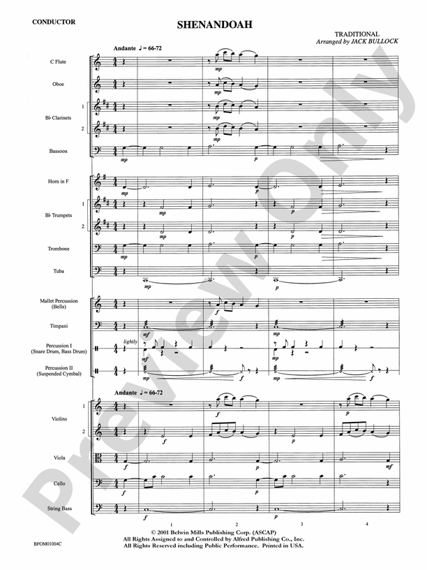 Shenandoah – Full Orchestra Conductor Score & Parts (Digital Download)