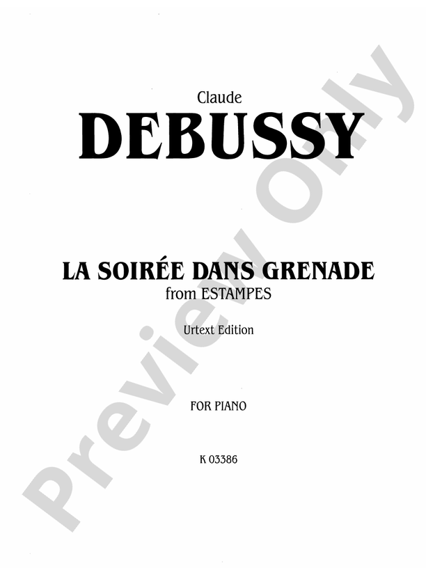 Debussy - Soiree En Grenade (from Estampes) - Piano Solo (Digital Download)