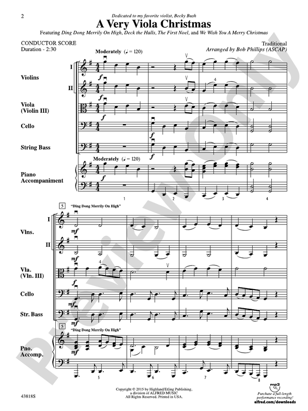 A Very Viola Christmas – String Orchestra Conductor Score & Parts (Digital Download)