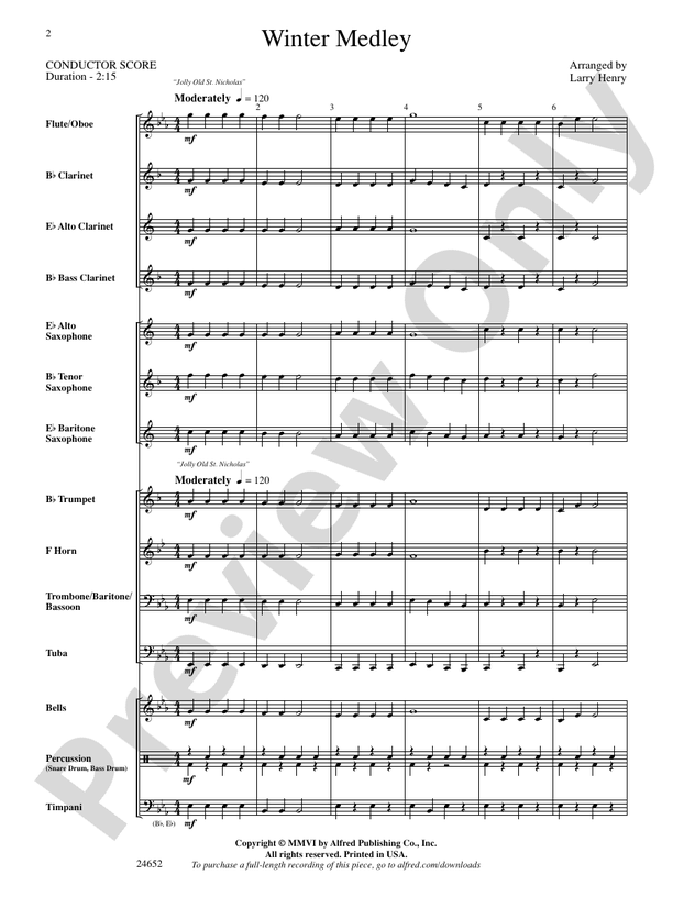 Winter Medley - Concert Band Conductor Score & Parts (Digital Download)