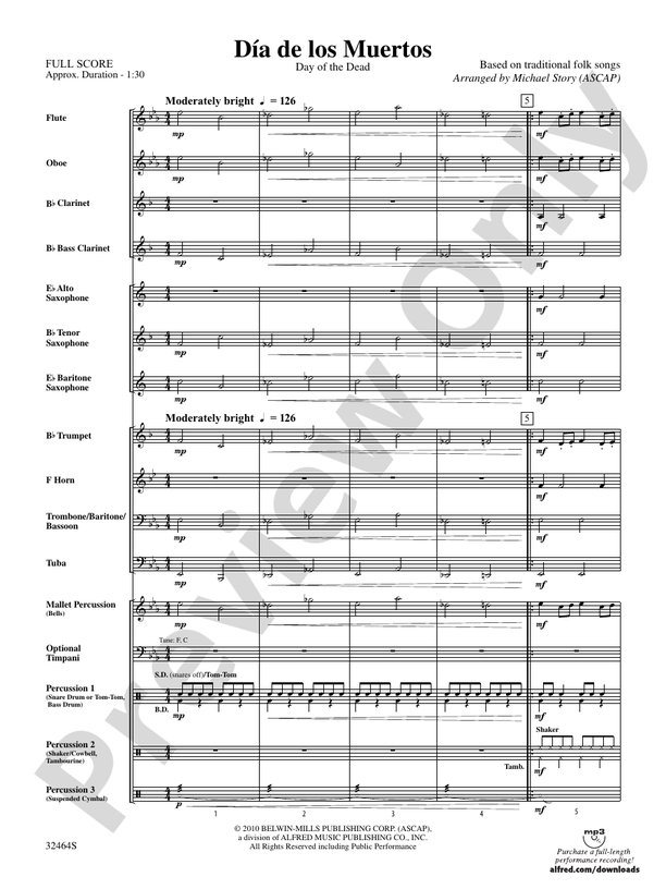 Dia de los Muertos - Concert Band Conductor Score & Parts (Digital Download)