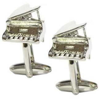 Clinks Grand Piano with Open Lid  Cufflinks Silver