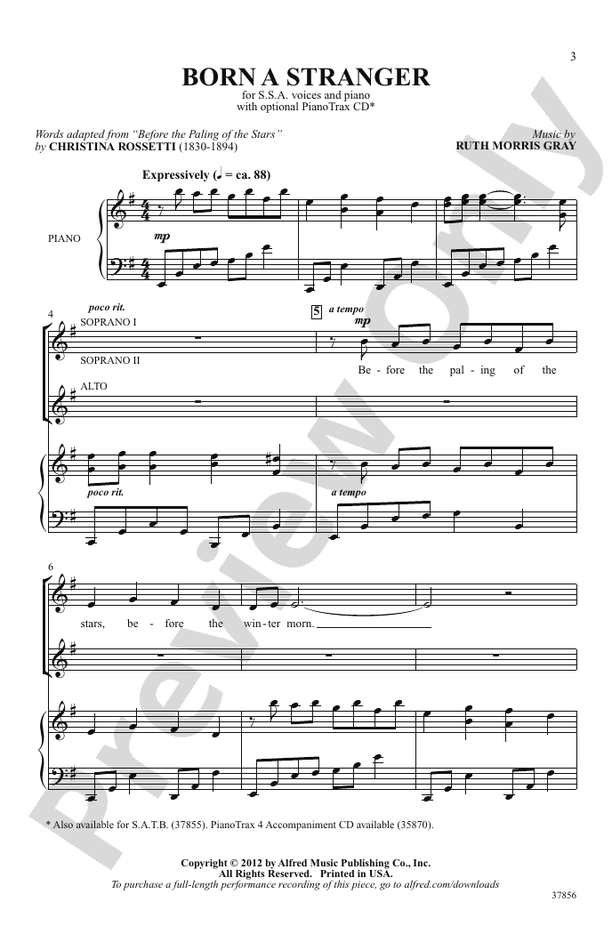 Born a Stranger - SSA Choral Octavo (Digital Download)