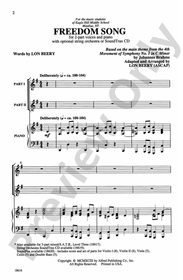 Freedom Song – 2-Part Choral Octavo (Digital Download)