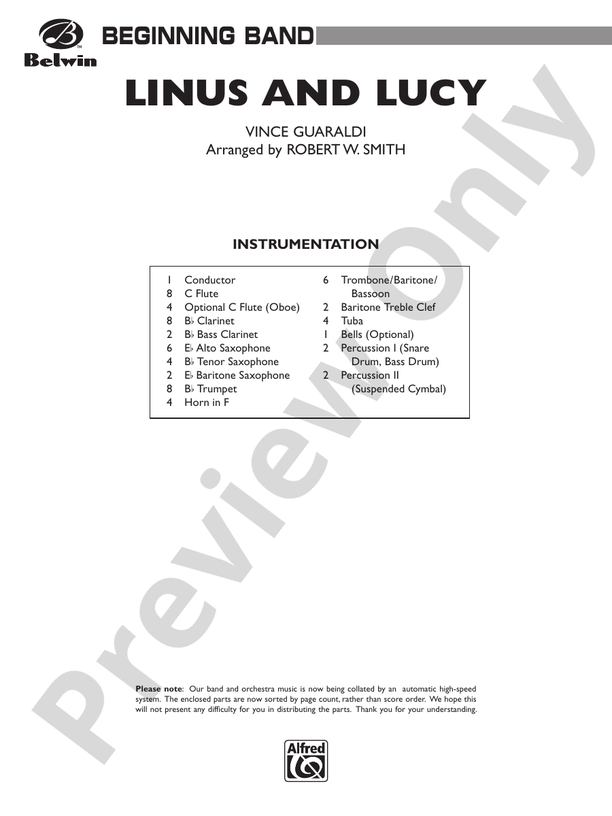 Linus and Lucy - Concert Band Conductor Score & Parts (Digital Download)