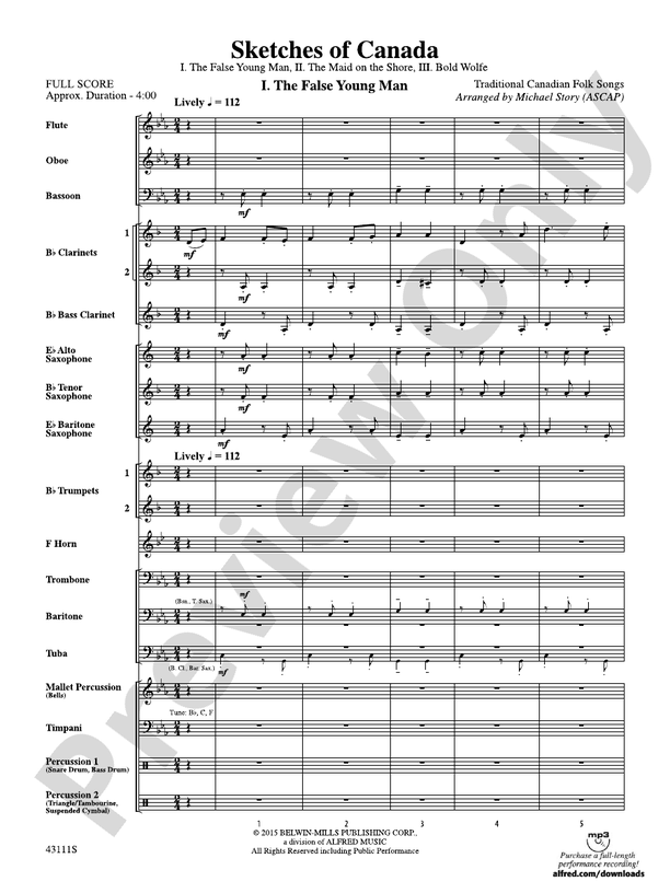 Sketches of Canada - Concert Band Conductor Score & Parts (Digital Download)
