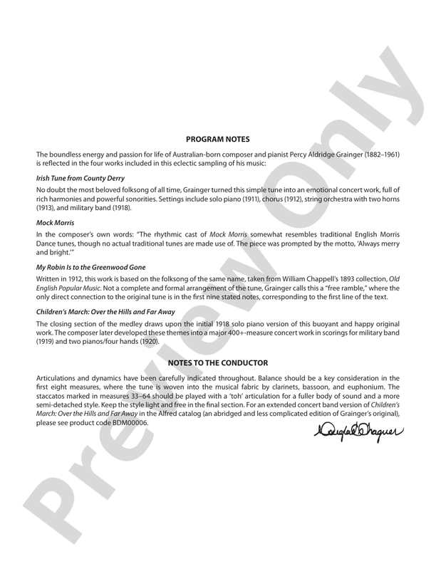 A Percy Grainger Portrait - Concert Band Conductor Score & Parts (Digital Download)