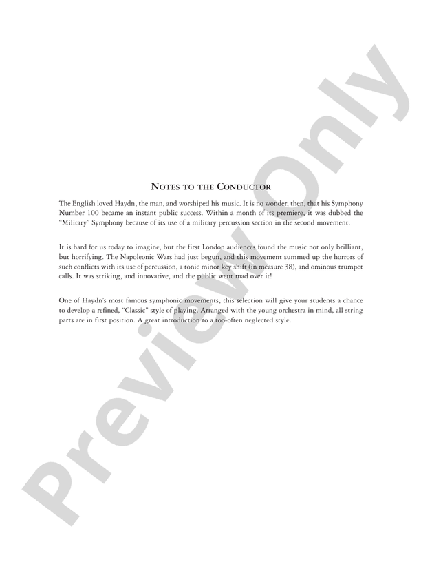 "Military" Symphony – Full Orchestra Conductor Score & Parts (Digital Download)