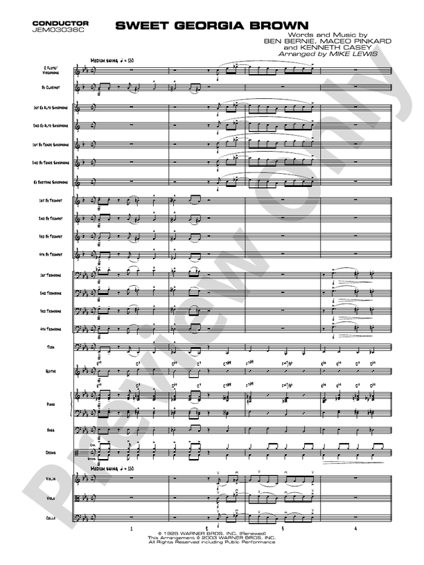 Sweet Georgia Brown - Jazz Ensemble Conductor Score & Parts (Digital Download)