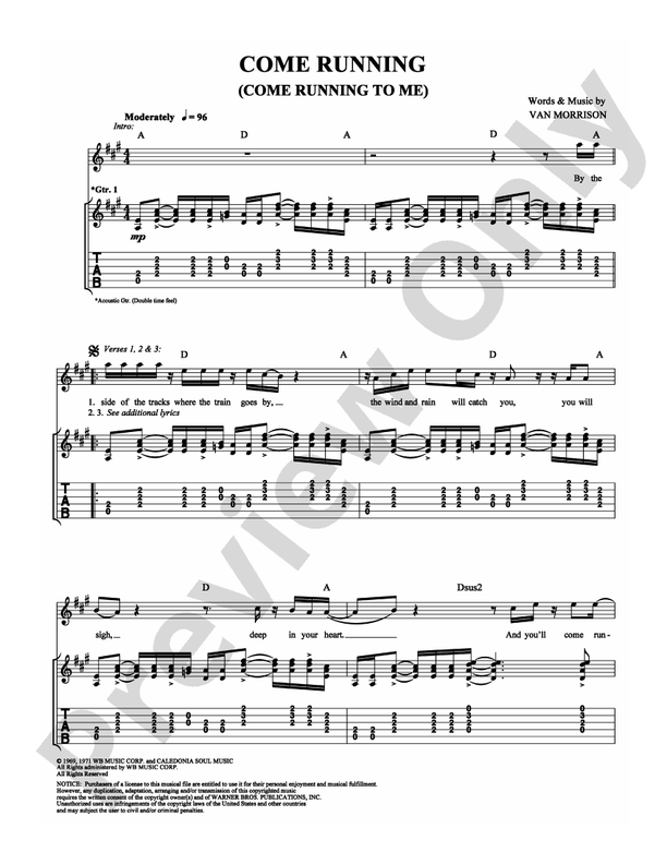 Come Running (Come Running To Me) - Guitar TAB (Digital Download)