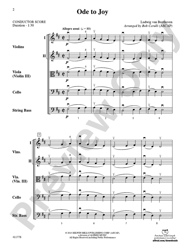 Ode to Joy – String Orchestra Conductor Score & Parts (Digital Download)