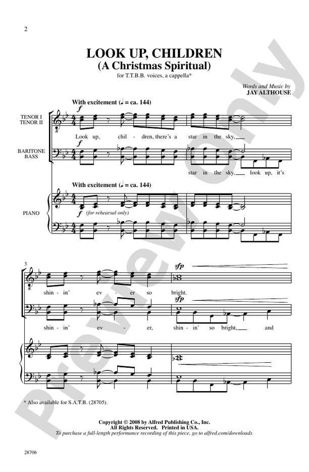 Look Up, Children (A Christmas Spiritual) – TTBB, a cappella Choral Octavo (Digital Download)
