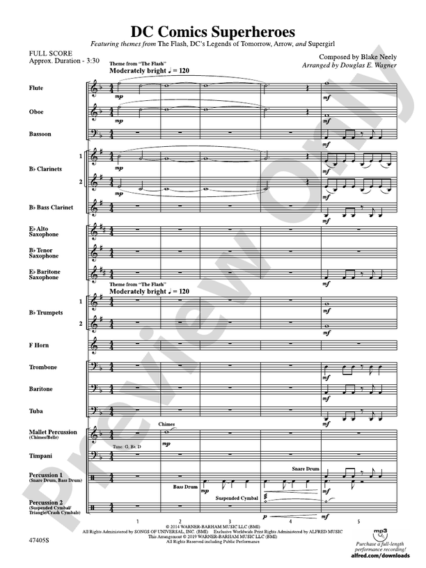 DC Comics Superheroes - Concert Band Conductor Score & Parts (Digital Download)