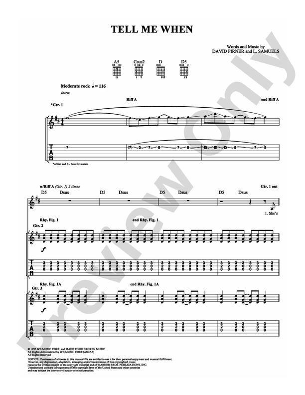 Tell Me When - Guitar TAB (Digital Download)