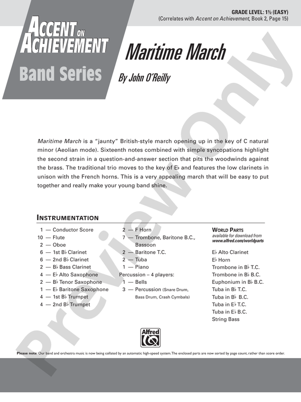 Maritime March - Concert Band Conductor Score & Parts (Digital Download)