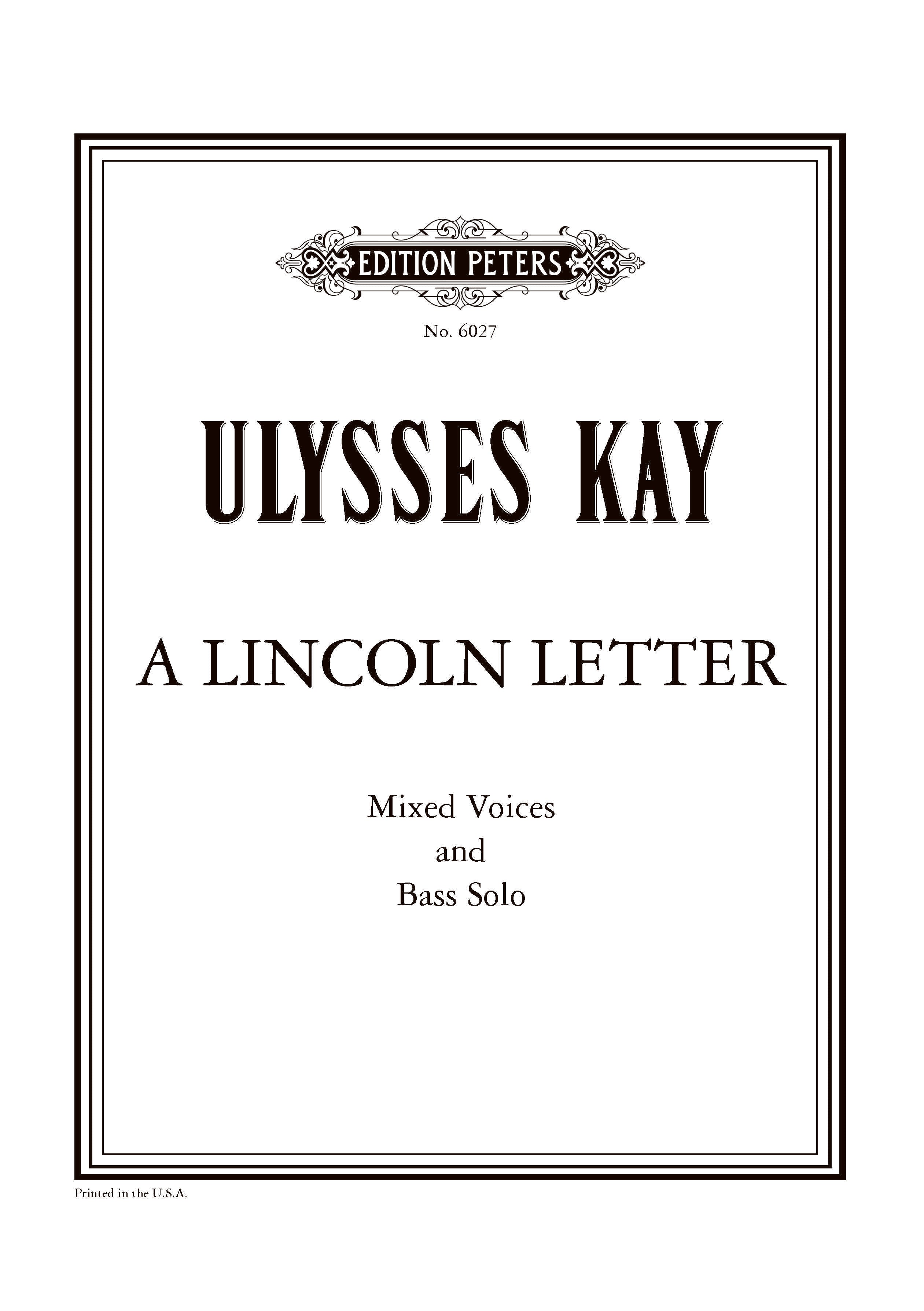 A Lincoln Letter - Bass Voice/SATB Choral Octavo (Digital Download)