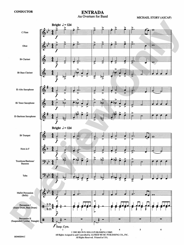 Entrada (An Overture for Band) - Concert Band Conductor Score & Parts (Digital Download)