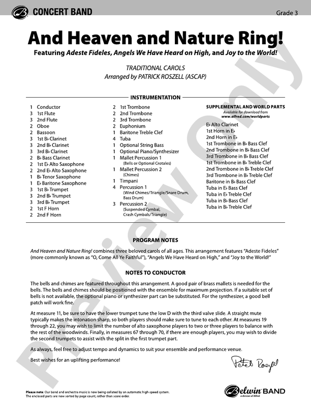 And Heaven and Nature Ring! - Concert Band Conductor Score & Parts (Digital Download)