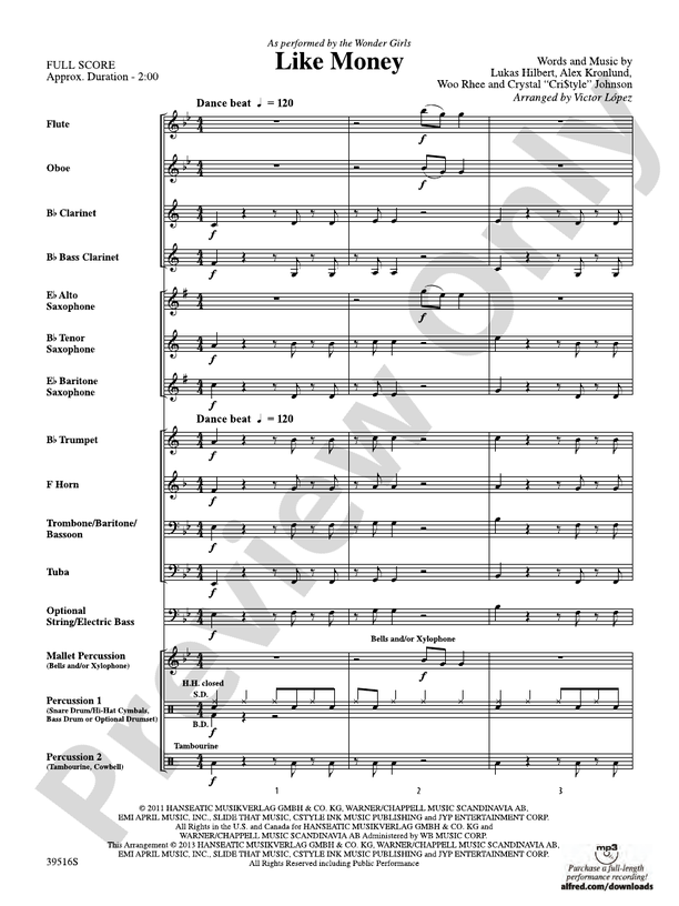 Like Money - Concert Band Conductor Score & Parts (Digital Download)