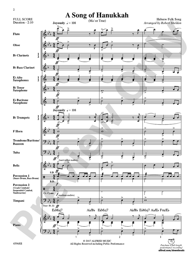 A Song of Hanukkah - Concert Band Conductor Score & Parts (Digital Download)