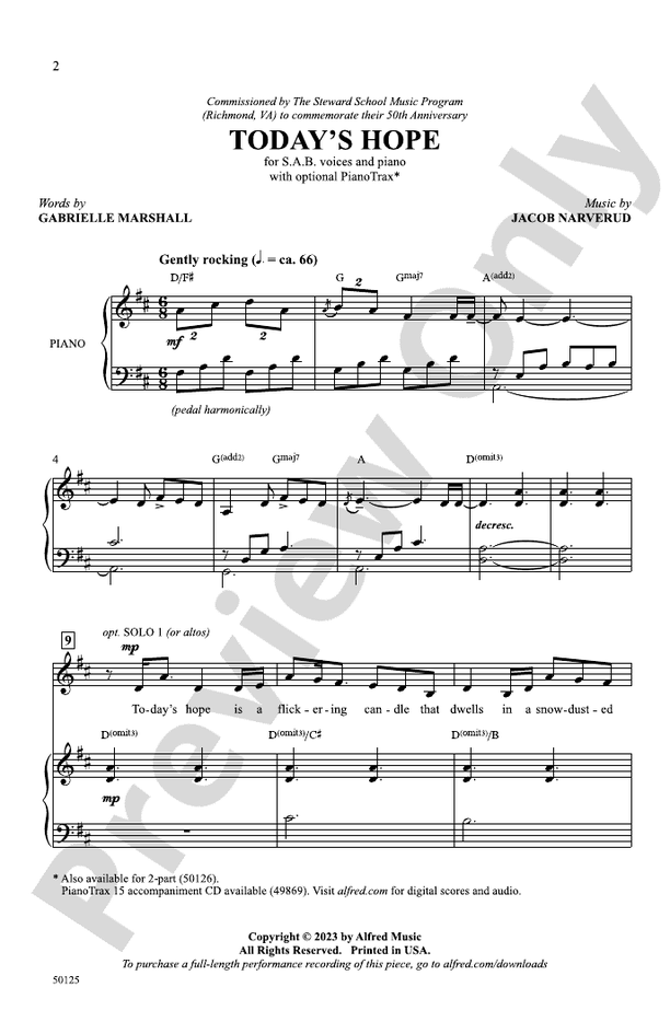 Today's Hope - SAB Choral Octavo (Digital Download)