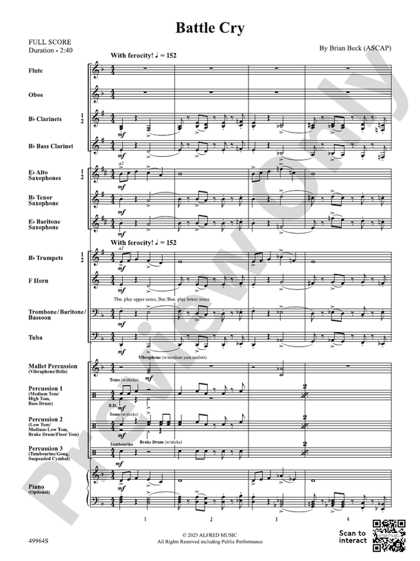 Battle Cry – Concert Band Conductor Score & Parts (Digital Download)