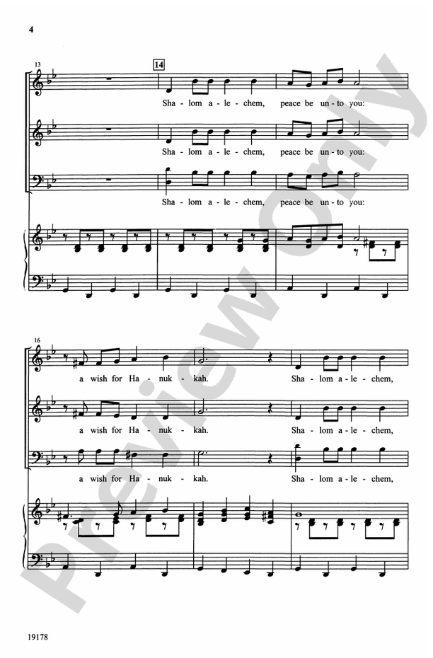 A Wish for Hanukkah (Shalom Alechem) - 3-Part Mixed Choral Octavo (Digital Download)