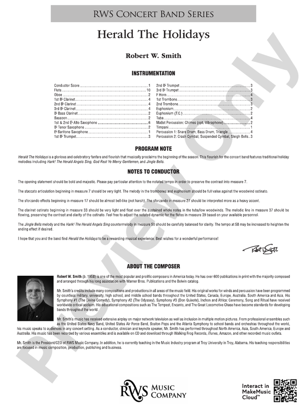 Herald the Holidays - Concert Band Conductor Score & Parts (Digital Download)